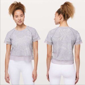 Lululemon Stripe in Stride Paisley Crop Top | Grey White | Size 12